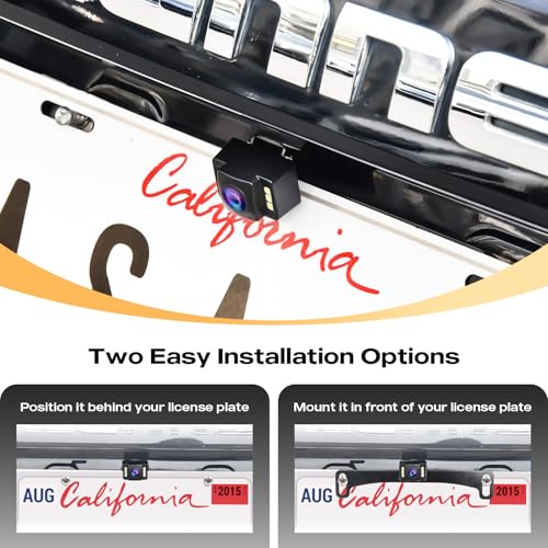 Image of Backup Camera Rear View Camera for Pickup Car Truck RV SUV | AHD 720P Night Vision Reverse Camera with 6 LED Lights, License Plate Backup Cam, Wide View Angle, IP68 Waterproof