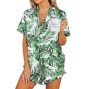 Ekouaer Womens Satin Pajamas Set Button Down 2 Piece Silk Pjs Shorts Set Ruffle Lingerie Notch Collar Sleepwear S-XXL