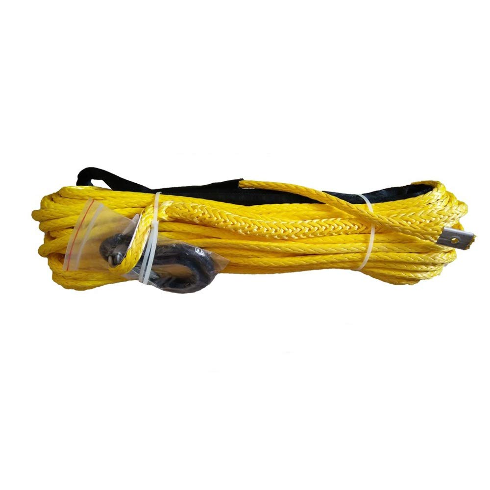 Winch Rope, 14mm X 30 Mtrs Warn Winch Line with Hook for Offroad(Giallo)