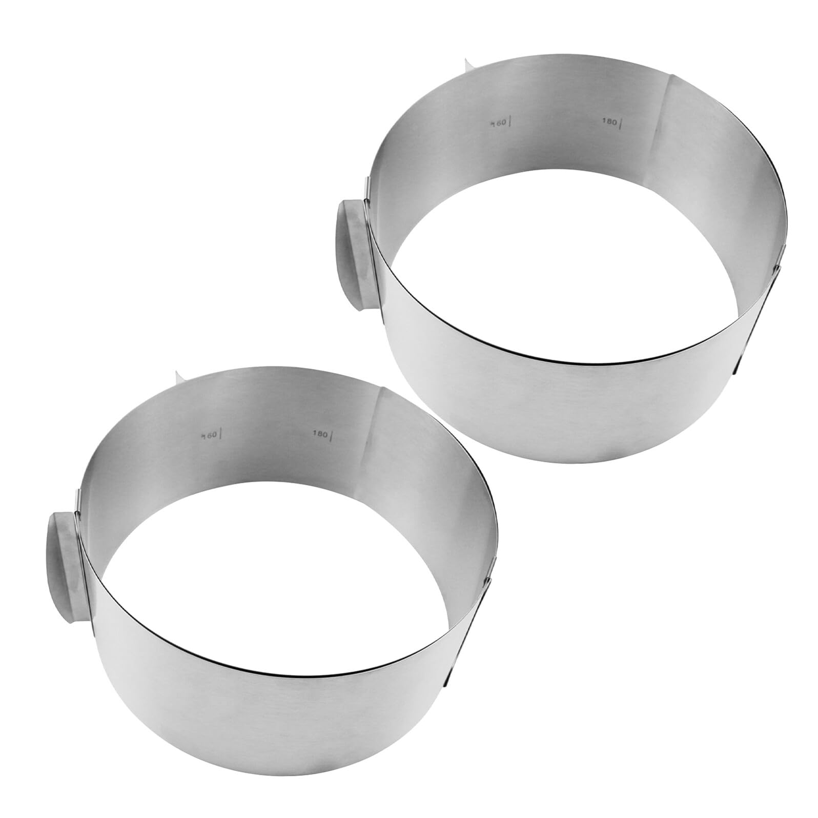 2 Stück Einstellbarer Edelstahl Tortenring Mousse Kuchenform Backform Rund Langlebig Stabil Leicht zu Reinigen für Mousse Tiramisu Dessert Kreative Tortenzubereitung