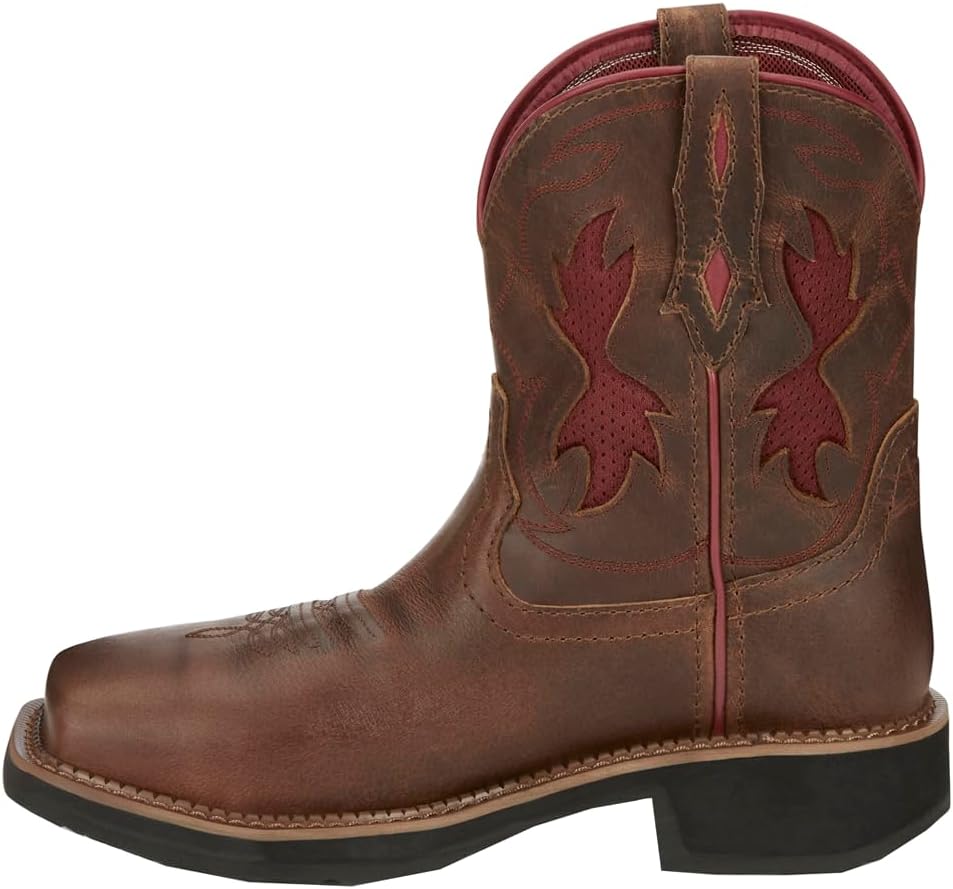 Justin Women's Lathey Western Work Boot Nano Composite Toe Brown 9 M US