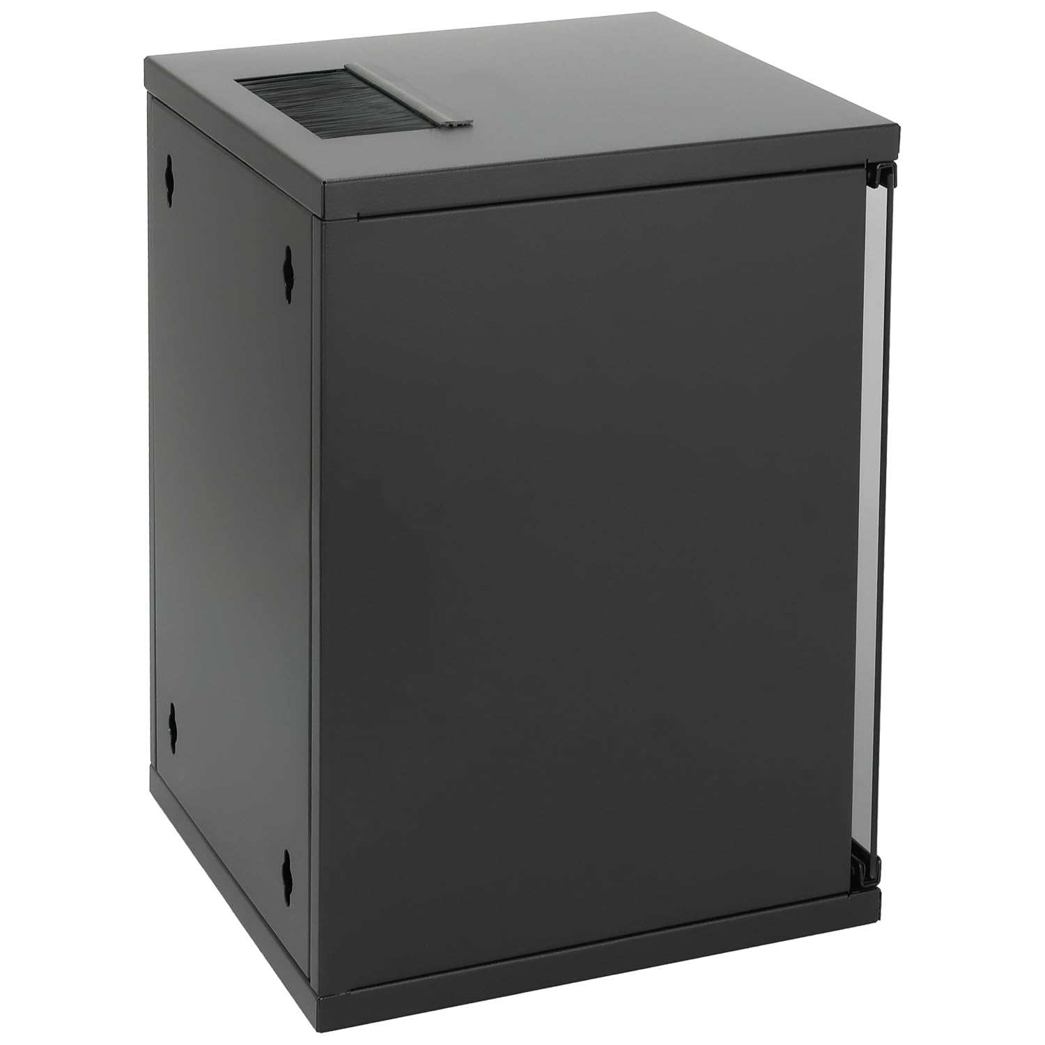 HMF 63409-02 Netzwerkschrank, Serverschrank 10 Zoll | 9 HE | 300 mm Tiefe | Voll montiert | Glastür | Schwarz