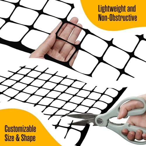 Houseables Plastic Fence, Plastic Mesh Fence, Mesh Fencing, Deer Netting, Cat Netting, Temporary, Balcony, Pets, Garden, Chicken, Poultry, Dogs, Construction, Yard, Protection, Black, 4 x 50 Feet Roll - Thumbnail 6