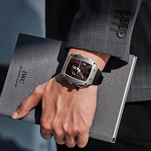 Kit modification Apple Watch boîtier métal luxe et bracelet caoutchouc 45mm - 3
