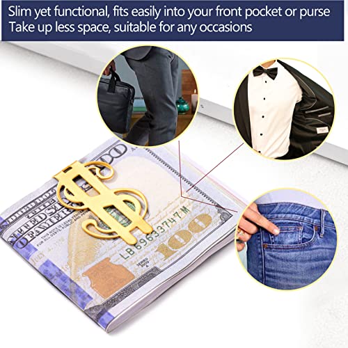 PROSTEEL Mens Minimalist Money Clip for Credit Cards, Stainless Steel Dollar Sign Money Clips Credit Card Holder Wallet4