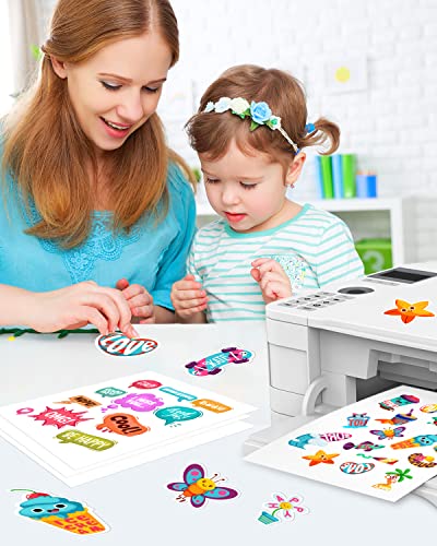 Lzerking Printable Vinyl Sticker Paper - 25 Sheets Matte White Self-Adhesive Waterproof Decal Printable Sticker Paper for Inkjet Printer - Standard Size 8.5x11 Inches DIY Crafts