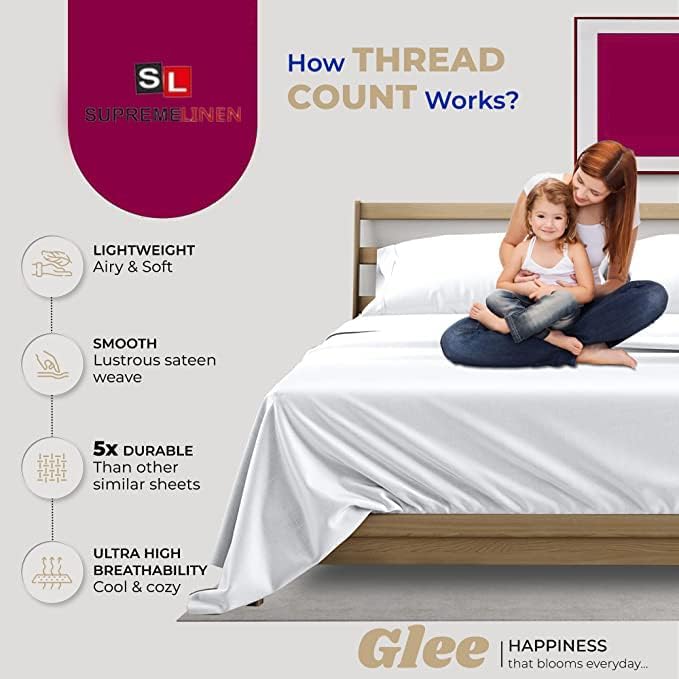 Miniatura 4 de Sábanas planas de 3 piezas de 800 hilos 100% algodón egipcio, tamaño King extra grande (120 x 120 pulgadas), sábana encimera para hotel y hospital,