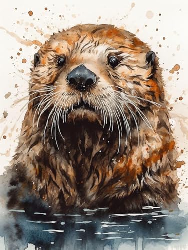 Peinture strass loutre déco murale salon broderie