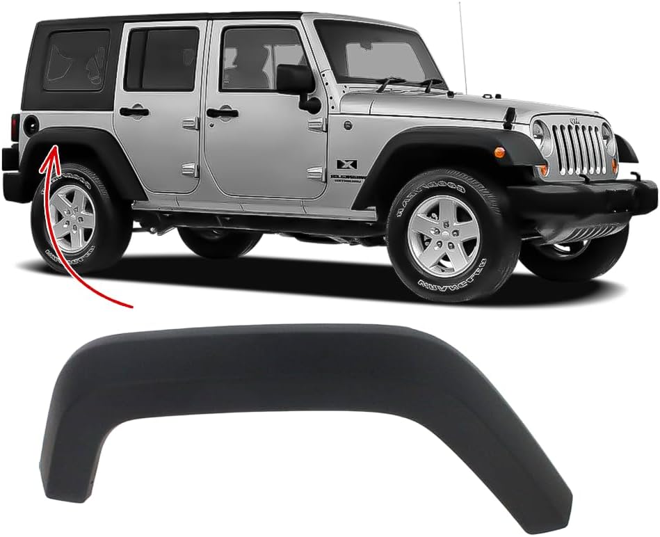 FITRITE AUTO PARTS New Rear Right Passenger Side Fender Flare for 2007-2018 Jeep Wrangler, Textured Black, Made of Pp Plastic CH1769107 5KF16RXFAF
