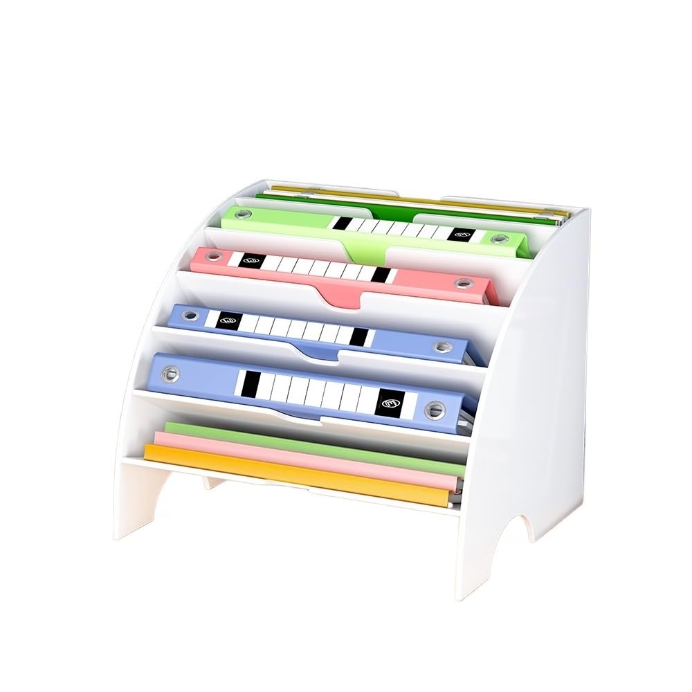 J9V4G6S3B5 Desktop File Rack Office Fan Shaped Desk File Organizer Desktop Storage Sorter A4 Letter Tray Rack