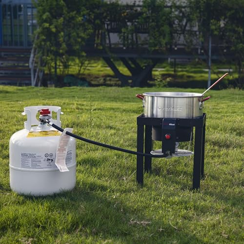 Image of OuterMust Turkey Fryer Pot with Basket and Burner Set, Outdoor 10 Qt Fish Fryer with 50,000 BTU Burner Seafood Boil Pot Ideal for Cooking Turkey, Crawfish, Crab and French Fries