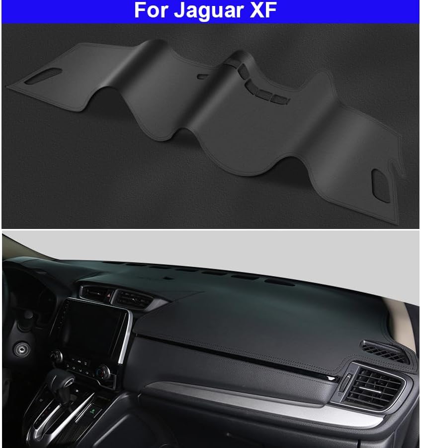 Miniatura 2 de 1 unids nueva cubierta de cuero negro tablero de coche cubierta antideslizante estera para Jaguar XF 2008 2009 2010 2011 2012 2013 2014 2015