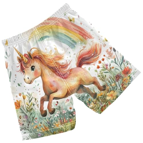 Pigsaly Boys' Swim Board Shorts Hearts Cute Unicorn Boy's Swim Trunks Kids Swimwear M2