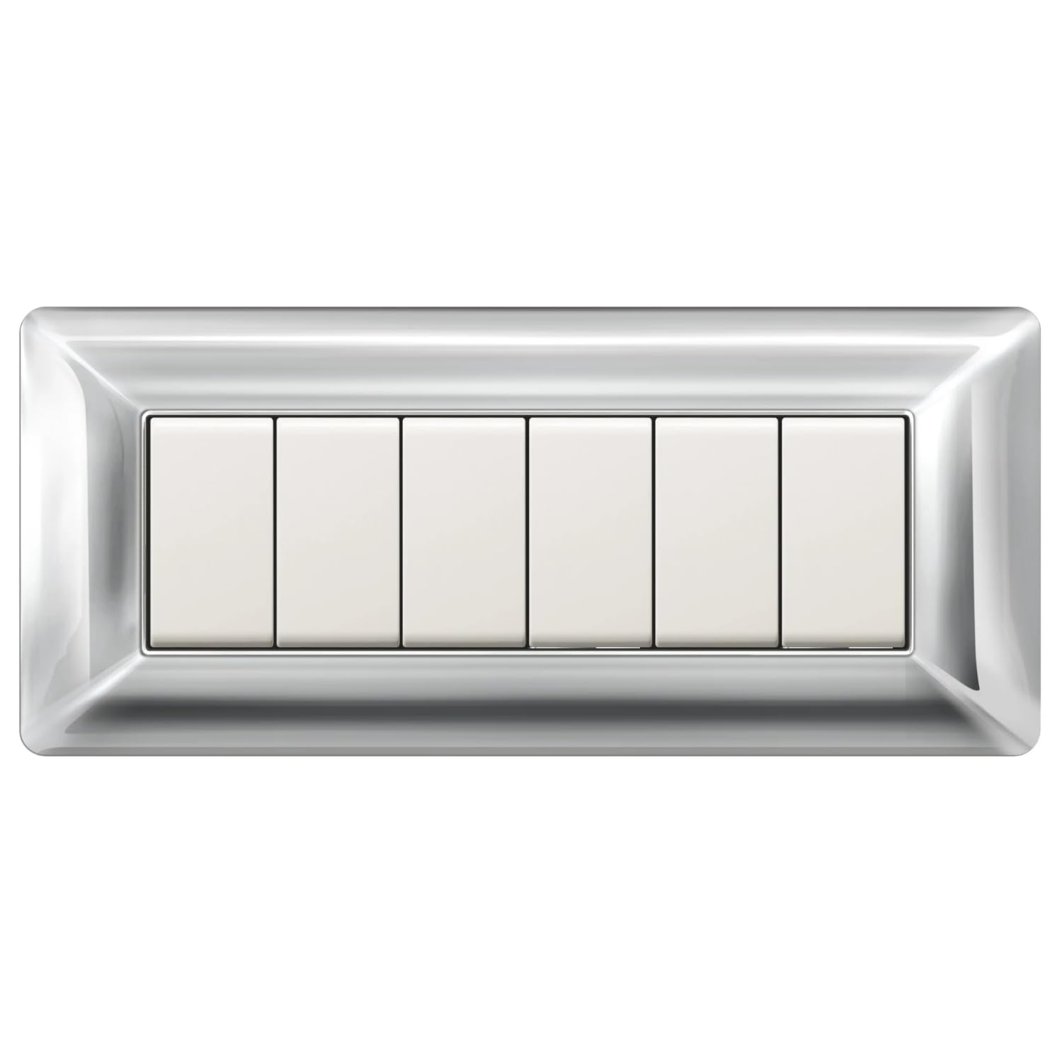Plaque 6 modules compatible BTicino Matix plastique haute qualité chromé 100% adaptable