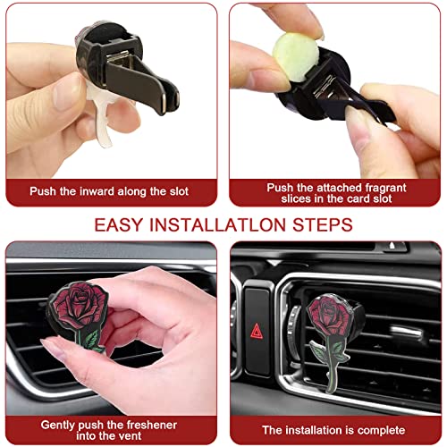 5 Pcs Daisy Air Vent Clips, Cute Rose Flower Car Air Fresheners Vents Clips Car Diffuser Vent Clips Glam Car Interior Decor Charm Cute Car Decoration Red Car Accessories For Women+Sunflower Mask Hook #TOP6