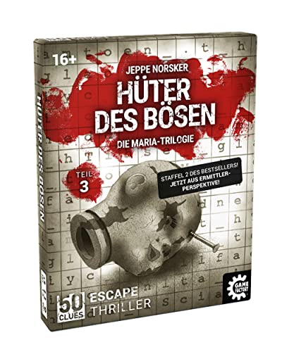Game Factory 646289 50 Clues, Hüter des Bösen, Teil 3, Escape-Thriller zum Mitspielen und Rätseln, Exitgame, Rätselspiel, Krimispiel, 2. Staffel: Maria-Trilogie