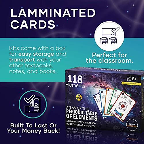 Periodic Table Of Elements Laminated Flashcard Science Kit| Quick Element Study Aid|Chemistry Flash Card Game For Teachers, Students, Homeschool Kids, Classroom| Educational Chart Reference Guide #TOP4