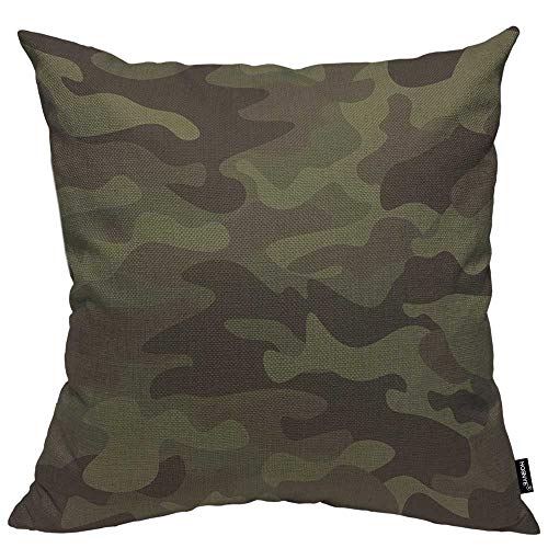 HOSNYE Camouflage Throw Pillow Cushion Covers Classic Style Masking Camo Repeat Print Decorative Square Accent Pillow Case 18 x18 inch
