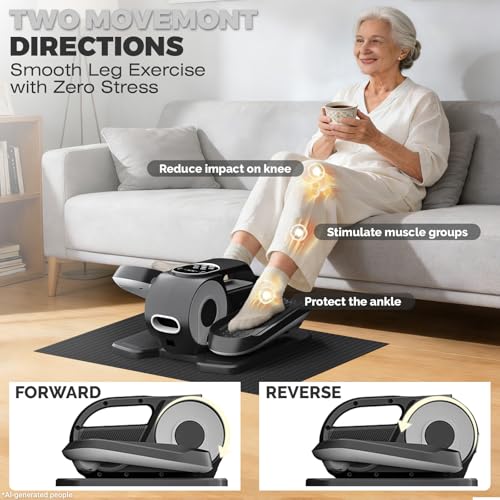 Image of Under Desk Elliptical Machine, 12 Speeds Leg Exerciser as Seen on TV with RF Remote Control for Seniors, Auto & HR Mode Quiet Portable Seated Pedal Exerciser for Home and Office