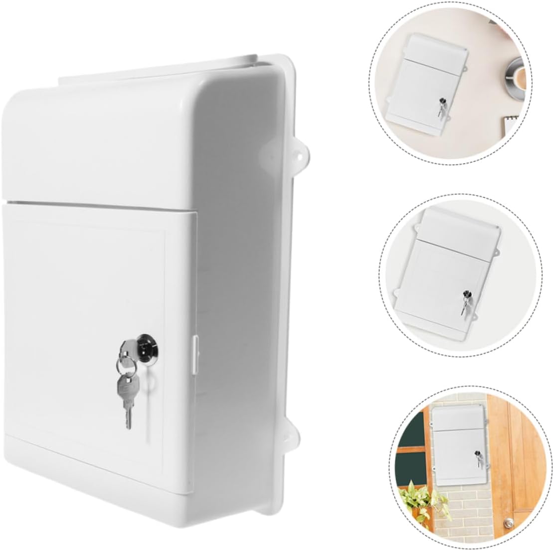 ARTIBETTER 2set Wall Mount Mailbox Lockable White Mailboxes Outdoor Rainproof Suggestion Box for Office and Residential