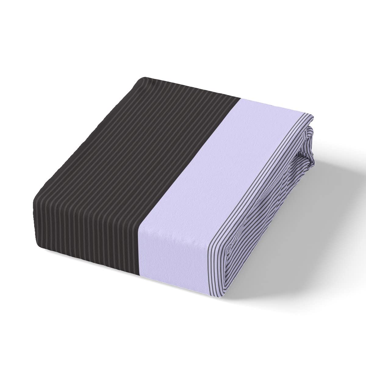 Set Biancheria Letto Singolo Righe Viola Nero - Copripiumino Microfibra Geometrico