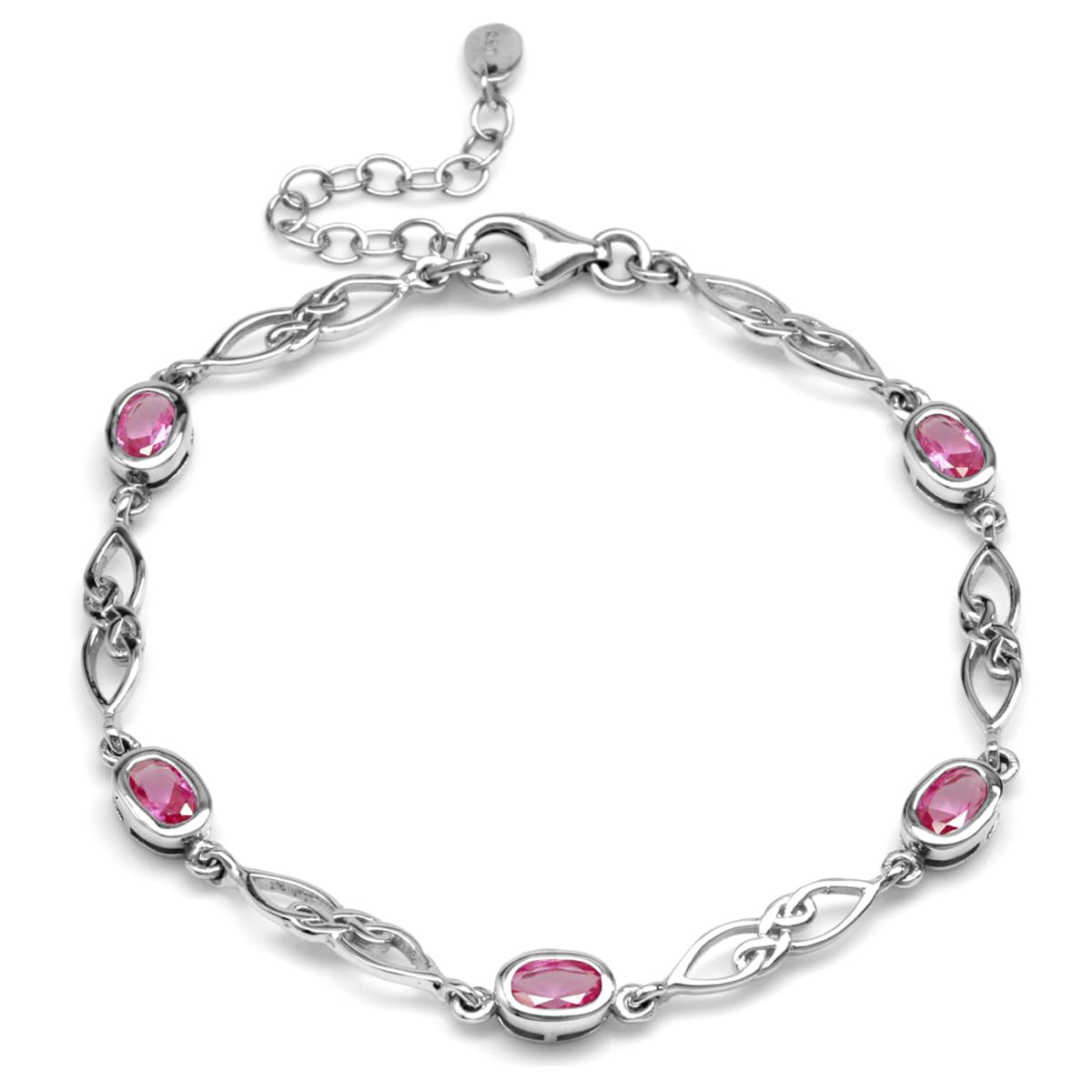 Silvershake Birthstone Gemstones White Gold Plated or Yellow Gold Plated 925 Sterling Silver Scroll/Filigree Celtic Knot Weave 7.25 to 8.75 Inch with Adjustable Extension Bracelet Jewelry for Women