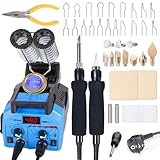 YIHUA 939D-II Kit Pirografo Per Legno Penna Pirografica con Pennino a Filo + Penna Pirografica a punta solida 2-IN-1 con 20 punte a filamento e 10 Pirografo con punta piena(EU PLUG)