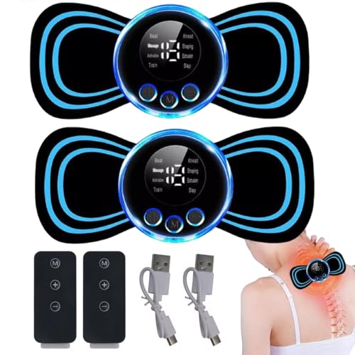 FiTspi 2 Set Mini Neck Massager, 8 Modes 19 Levels Electric Leg Massager, Portable Cervical Massager, USB Shoulder Electric Massagers, Pain Relief for Arms, Neck, Back, Waist, and Legs