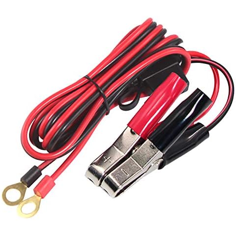 KUNCAN Battery Alligator Clips to O Ring Terminal Harness Wire 2 Pin Lug Cable Cover