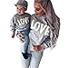 Produktbild PINEsong Mutter und Kind Lange Ärmel Buchstaben Bluse Tops T-Shirt Familie Kleider Outfits, Schwarz(Kind), S