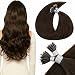 LaaVoo Hair Extensions Nano Ring Real Human Hair Dark Brown Nano Loop Hair Extensions #4 Brown Nano Tip Human Hair Extensions 50strands 50gram Remy Human Hair Nano Bead Extensions 16 Inch