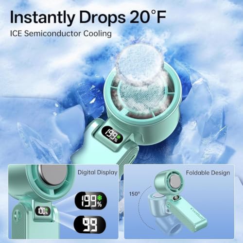 Image of Pro Handheld Portable Fan with Turbo Cooling 199-Speed 5500mAh