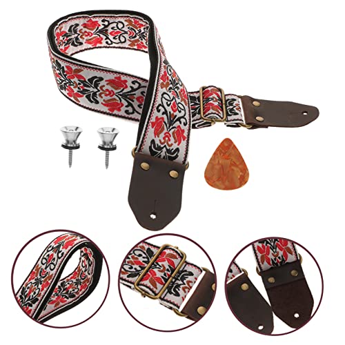 ibasenice 2 Ensembles Brodé Sangle De Guitare Guitare Ceinture Pour Cadeau Tissé Guitare Rétro Cadeaux Rétro Guitare Sangles Guitare Bretelles Basse Sangle Véritable Cuir Ukulélé Blanc - Les Beatles, Paul McCartney, John Lennon, RIngo Starr, George Harrison ibasenice 2 Ensembles Brodé Sangle De Guitare Guitare Ceinture Pour Cadeau Tissé Guitare Rétro Cadeaux Rétro Guitare Sangles Guitare Bretelles Basse Sangle Véritable Cuir Ukulélé Blanc – Image 5
