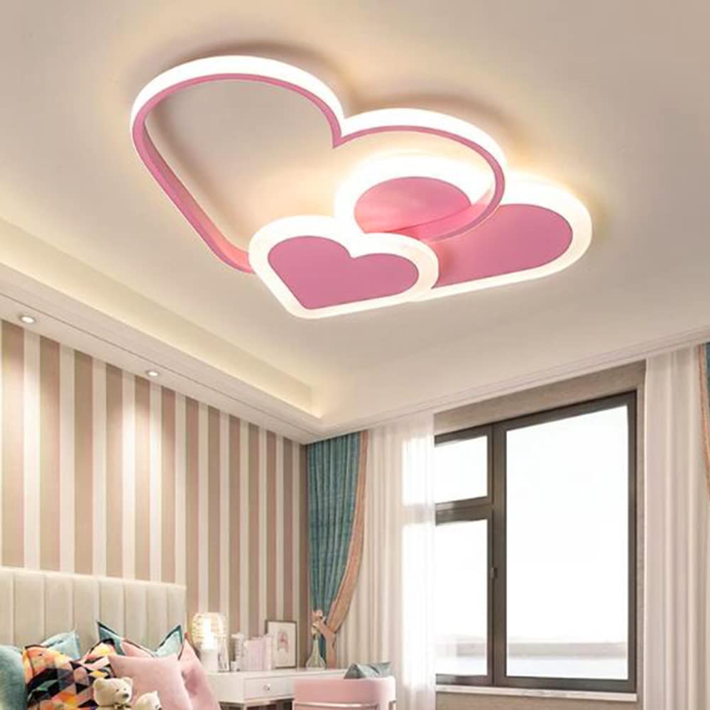 LED Dimbare Plafondlamp Hartvormige Plafondlamp Moderne Woonkamerlamp Met Afstandsbediening Metalen Kroonluchter Voor Kinderkamer Jongenskamer Meisjeskamer Slaapkamer Decoratieverlichting,Goud,50cm
