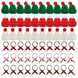 chenyu 60 Stück Mini Weihnachtsmützen und Mini Schal Set