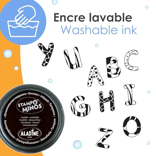 Stempelset Minos Buchstaben Alphabet, inkl. 26 Stempel und 1 Stempelkissen, kreativer Stempelspaß für Kinder ab 3 Jahren