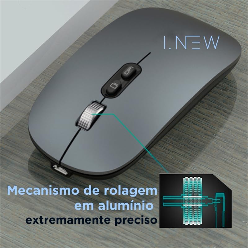 Mouse SLIM recarregável Bluetooth Para Apple MacBook Air e Apple MacBook Pro inclusive modelos MacBook Air M1 - M2 - M3 E M4 e MacBook Pro M1 - M2 - M3 e M4