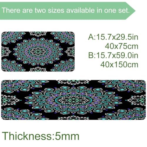 Alfombrillas de cocina con diseño de mandala circular de alta densidad 4