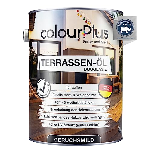 ColourPlus Terrassen-Öl 2,5 L Douglasie | Schützt und Pflegt Alle Holzarten | Effektiver UV- und Wetter-Schutz | Ideal für Gartenmöbel und Terrassendielen | Bangkirai, Teak, Douglasie