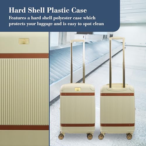 Tommy Bahama 22.5 Inches Rolling Carry On, Hard-Sided Suitcases with Spinner Wheels, Cream4