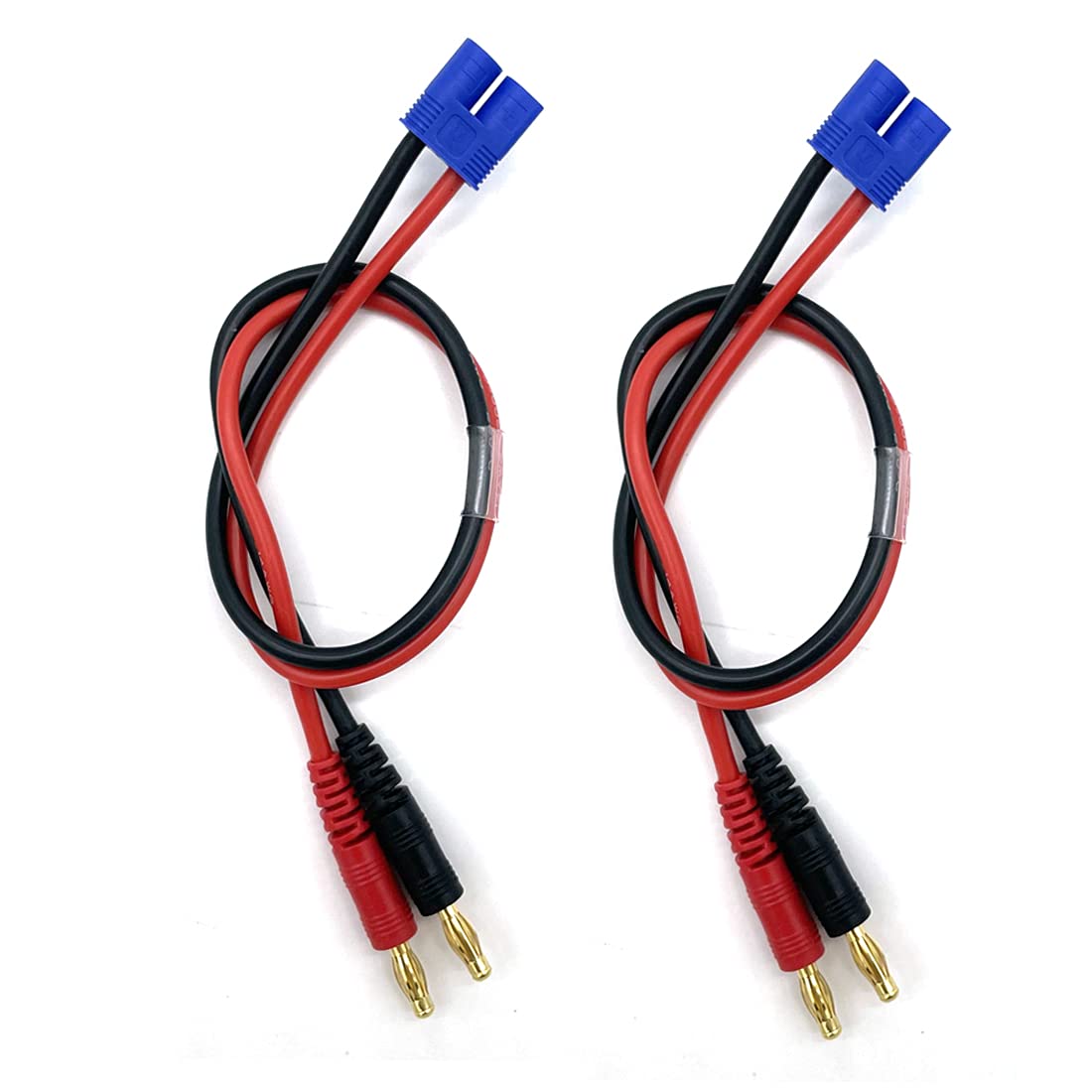 FLY RC 2pcs EC3 Ladekabel mit 4mm Bananenstecker 14AWG Silikonkabel 30cm