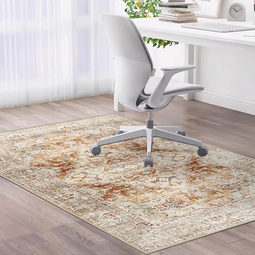 Office Chair Mat for Hard Floors & Tile Floor, 48'' X 60'' Anti Slip Desk Mat for Hardwood Floor, Computer Gaming Room, Low Pile Carpet Floor, Orange