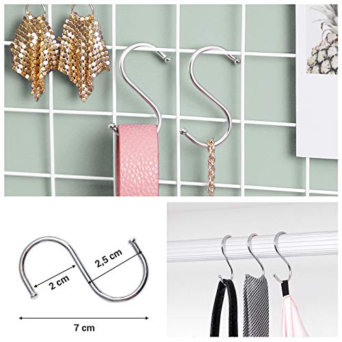 SONGMICS Fotowand aus Drahtgitter, 2er Set, Wanddekor, multifunktionale Gitterwand, Wandgitter, DIY, mit S-Haken, Klammern und Hanfschnur, weiß LPP02W