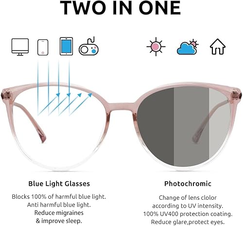 Miniatura 2 de Firmoo Lentes de gran tamaño con bloqueo de luz azul para mujereshombres, antirreflejos, antifatiga ocular, elegantes gafas redondas para