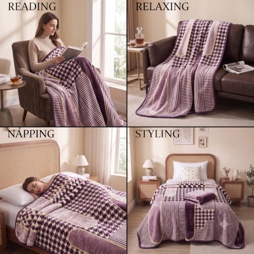 Image of HOMEKART Single Bed Plush Mink Blanket|Soft Velvet Fleece Blanket|Lightweight Yet Warm AC & Winter Blanket | Breathable, Cozy & Skin-Friendly for Home, Bedroom & Travel |56 x 80 Inches| Dusty Mauve