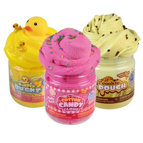 ORB Goat Slimi 3 Pack V1 - Fun, Scented, Fluffy Sensory Slime with Mix-ins - Includes Cookie Dough, Cotton Candy Cloud, and Rubber Ducky - Perfect for Play, Stress Relief or Gifts for Kids & Adults