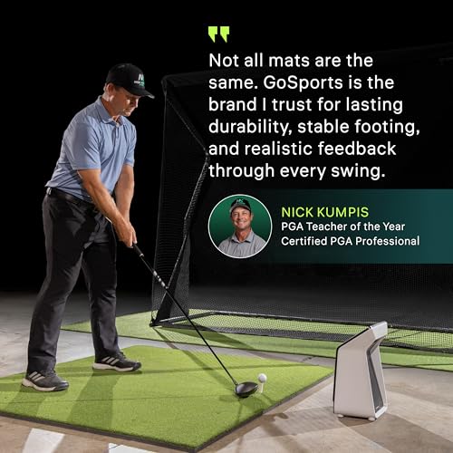 Image of GoSports Elite Golf Hitting Mat for Indoor and Outdoor Practice - Withstands Thousands of Shots - Heavy-Duty Turf Driving Range Mats Works with Golf Simulators - Includes 3 tees - Choose Your Size