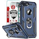 LeYi Hülle für iPhone 8/7/6/6s Handyhülle, iPhone SE 2022/2020 Schutzhülle & 2*Schutzfolie, 360 Grad Ständer Militärische Stabile Stoßfest TPU Bumper & PC Hardcase Handy Hüllen Blau
