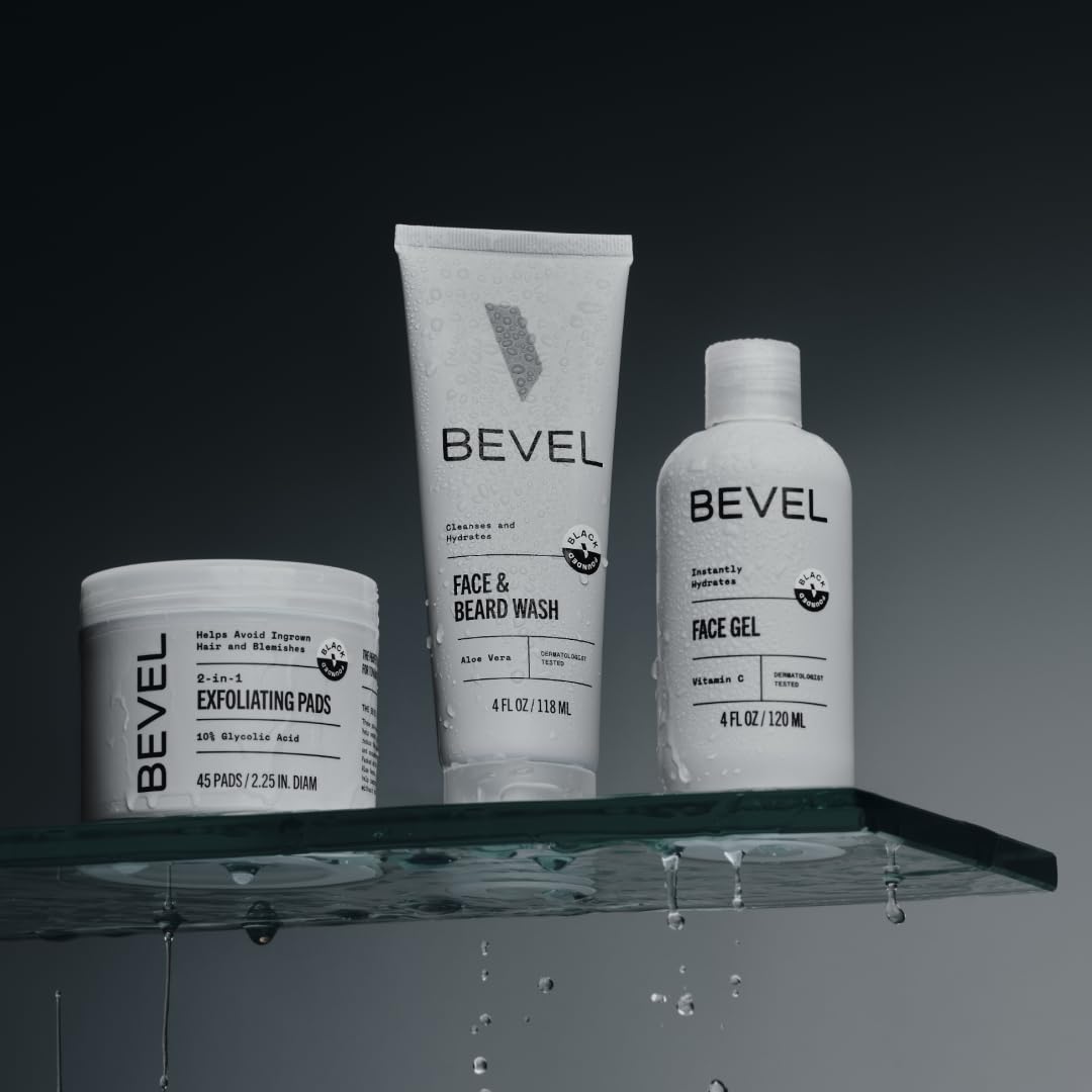Bevel Skin Care Set, Includes Face Wash with Aloe Vera, Glycolic Acid
