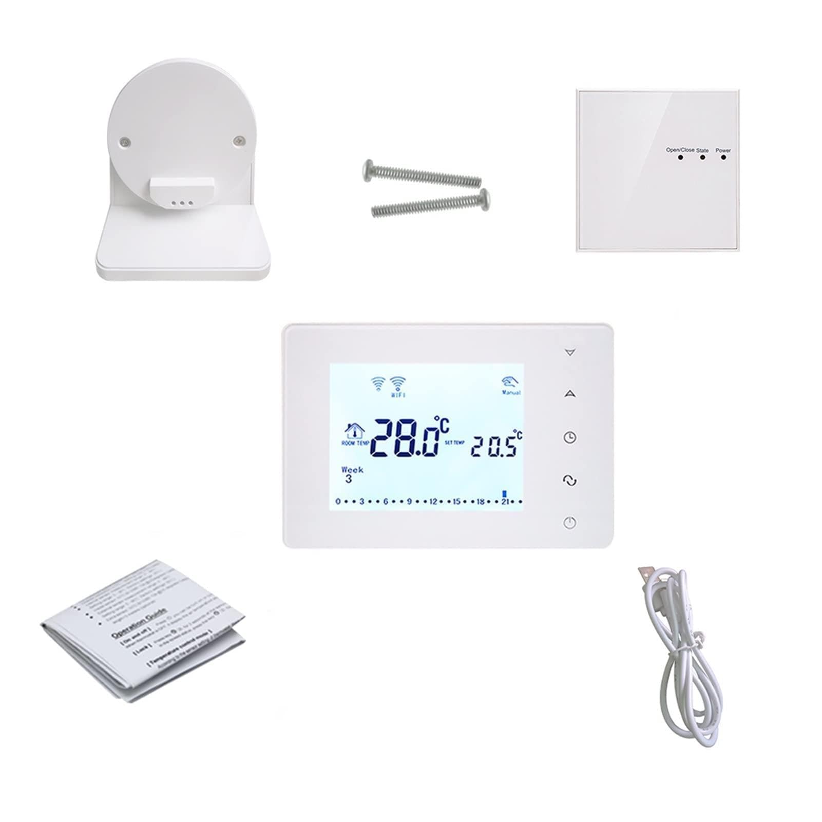 Inteligentny termostat, 30. 6rf. Termostat bezprzewodowy WIFI Smart Temperature Controller Thermostato do kotła gazowego współpracuje z Alexa Google Home(BOT306RF-WIFI)